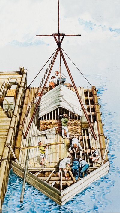 Costruzione del Kon-Tiki con legno di balsa da English School